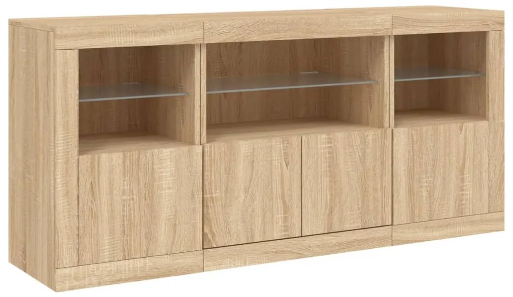Aparador com luzes LED 142,5x37x67 cm carvalho sonoma