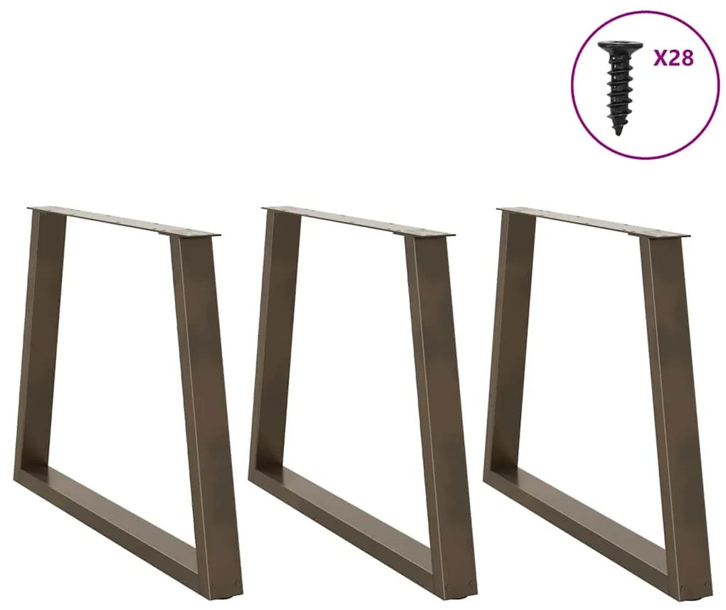 Pés para mesa de jantar em formato de V, 3 peças, aço natural, 100x(72