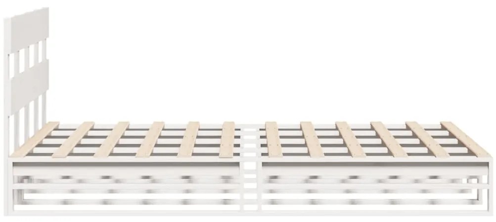 Cama sem colchão 140x190 cm madeira de pinho maciça branco