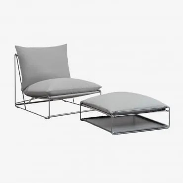 Conjunto De Jardim Amaro Com Poltrona Conversível E Pufe Cinza - Sklum