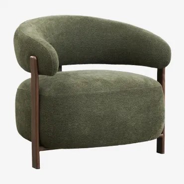 Pack De 2 Poltronas Em Tecido Chenille E Ferro Jolie Castanho Madeira Escura & Chenille Verde Sálvia - Sklum
