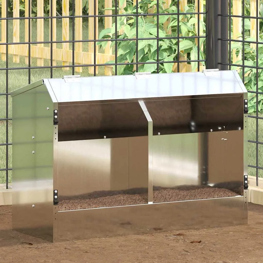 vidaXL Comedouro para Coelhos Prateado 64.5 x 25.5 x 45.5 cm