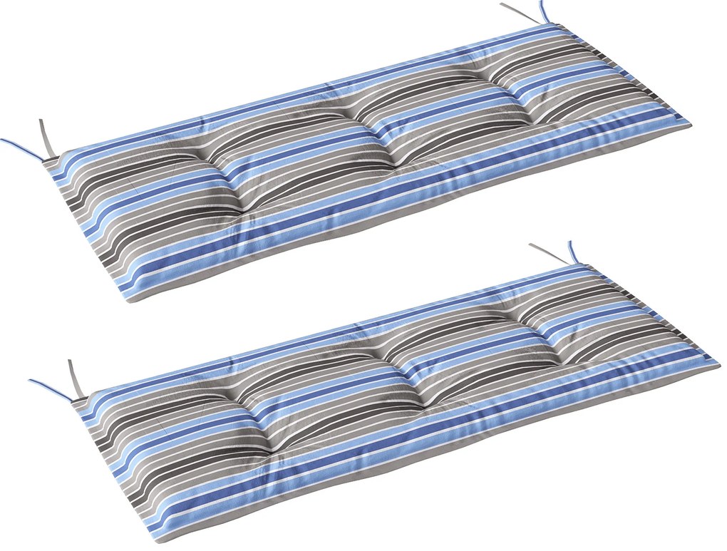 Outsunny Conjunto de 2 Almofadas para Banco de Jardim de 2 Lugares 120x50x5 cm Almofadas Retangulares  Impermeáveis Multicor