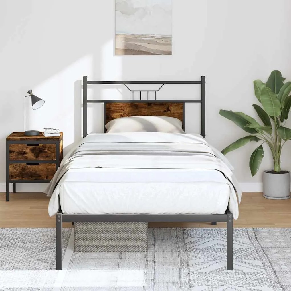 Estrutura cama s/ colchão derivados de madeira carvalho fumado