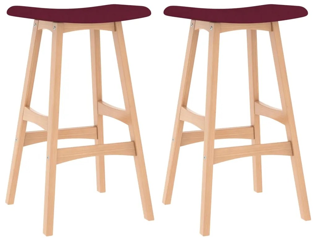 vidaXL Bancos de bar 2 pcs tecido vermelho tinto