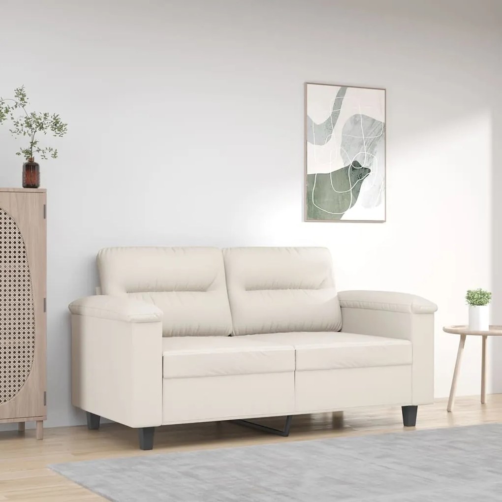 vidaXL Sofá de 2 lugares 120 cm couro artificial cor creme