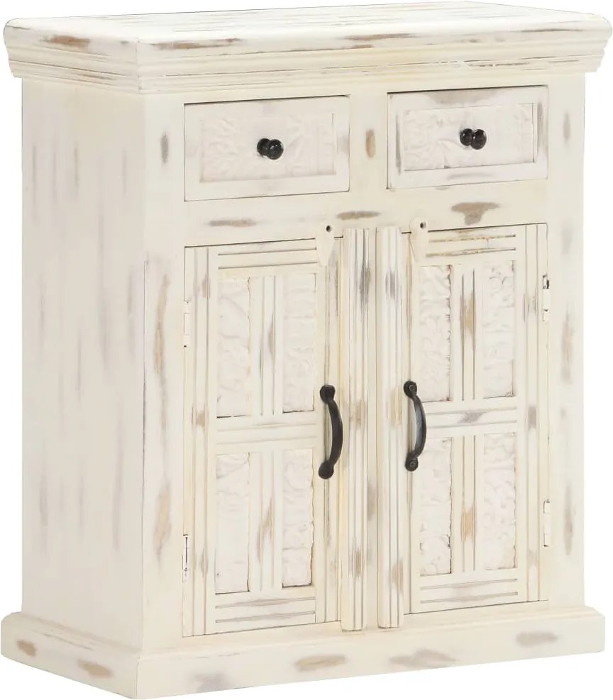 vidaXL Aparador 65x30x75 cm madeira de mangueira maciça branco