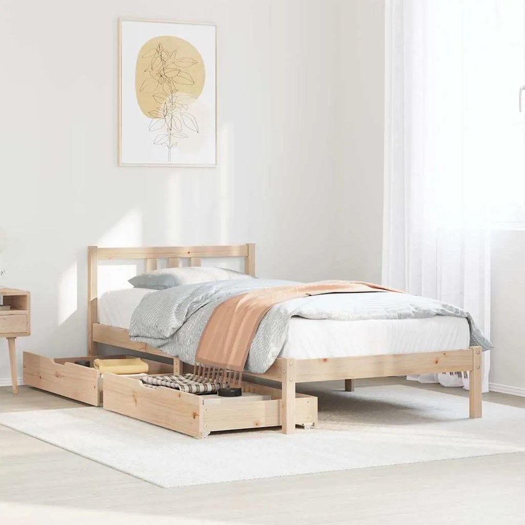 Cama sem colchão 75x190 cm madeira de pinho maciça