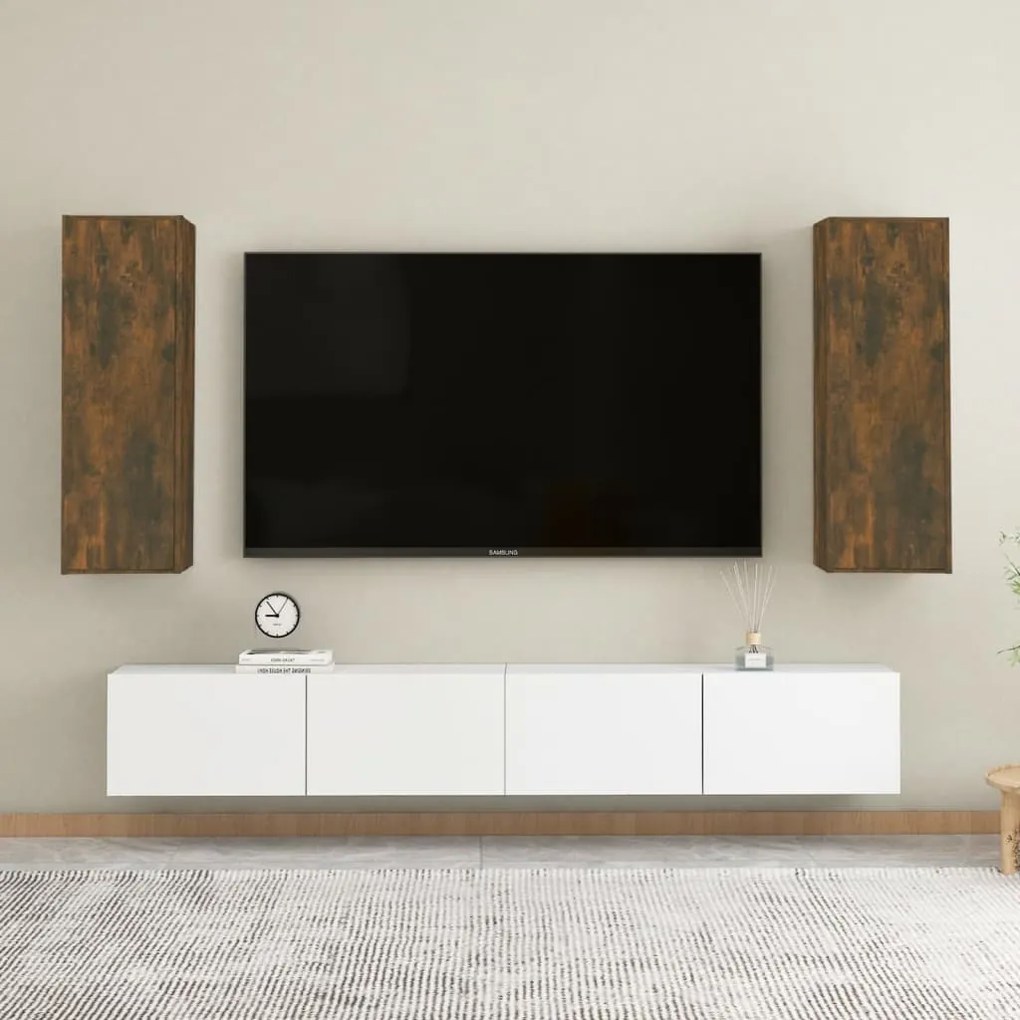 815748 vidaXL Móveis de TV 2 pcs 30,5x30x90 cm madeira cor carvalho fumado