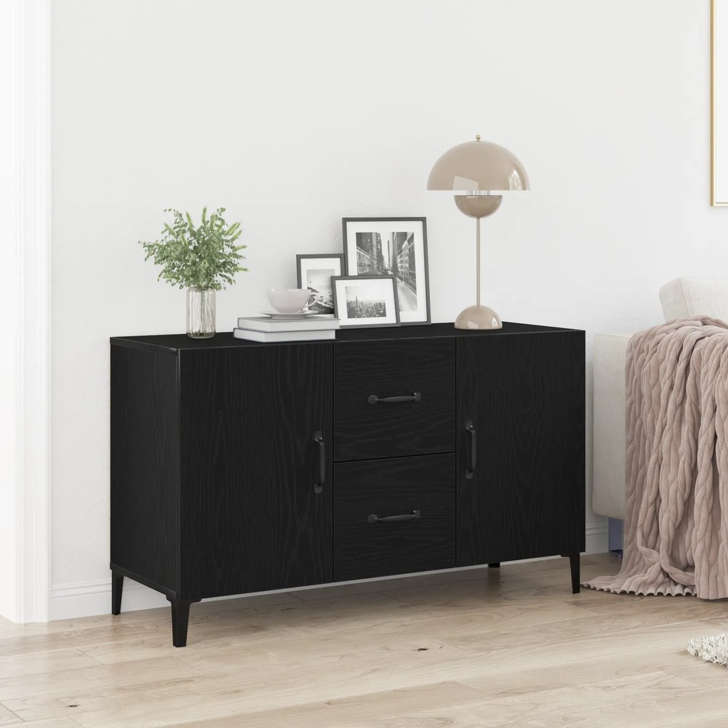 vidaXL Aparador de Carvalho Preto - 100 x 36 x 60 cm - Feito de Madeira de Engenharia