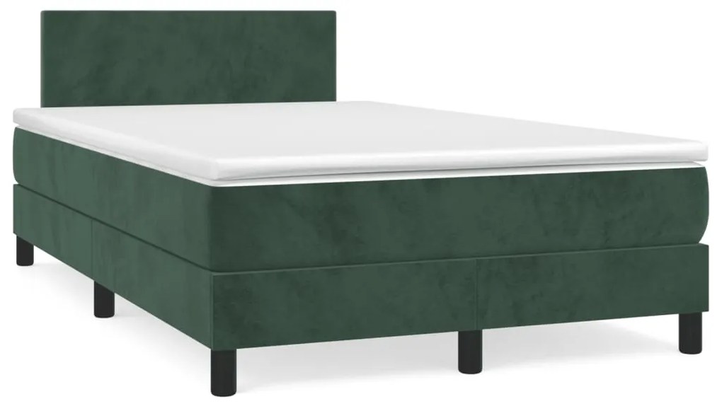 vidaXL Cama boxspring com colchão 120x190 cm veludo verde-escuro