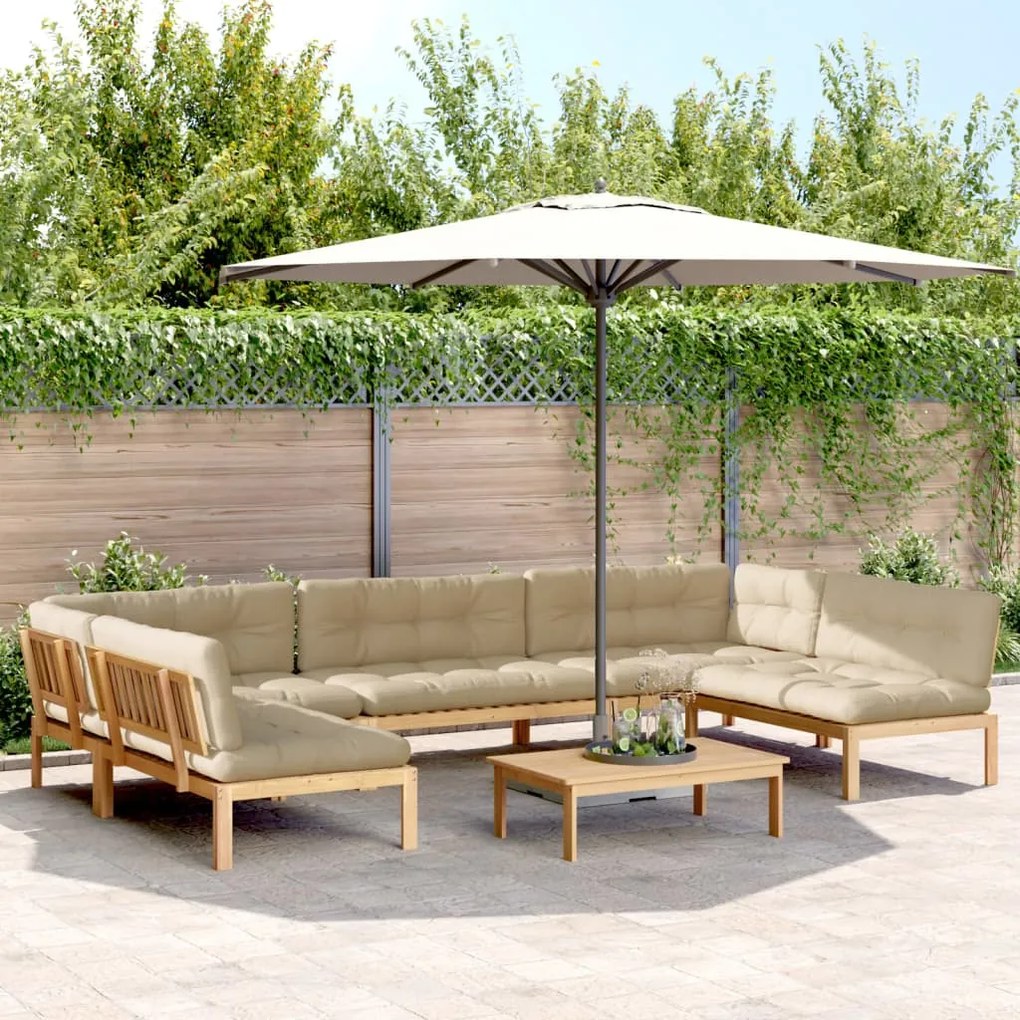 vidaXL 6 pcs conj. sofás paletes p/ jardim c/ almofadões acácia maciça