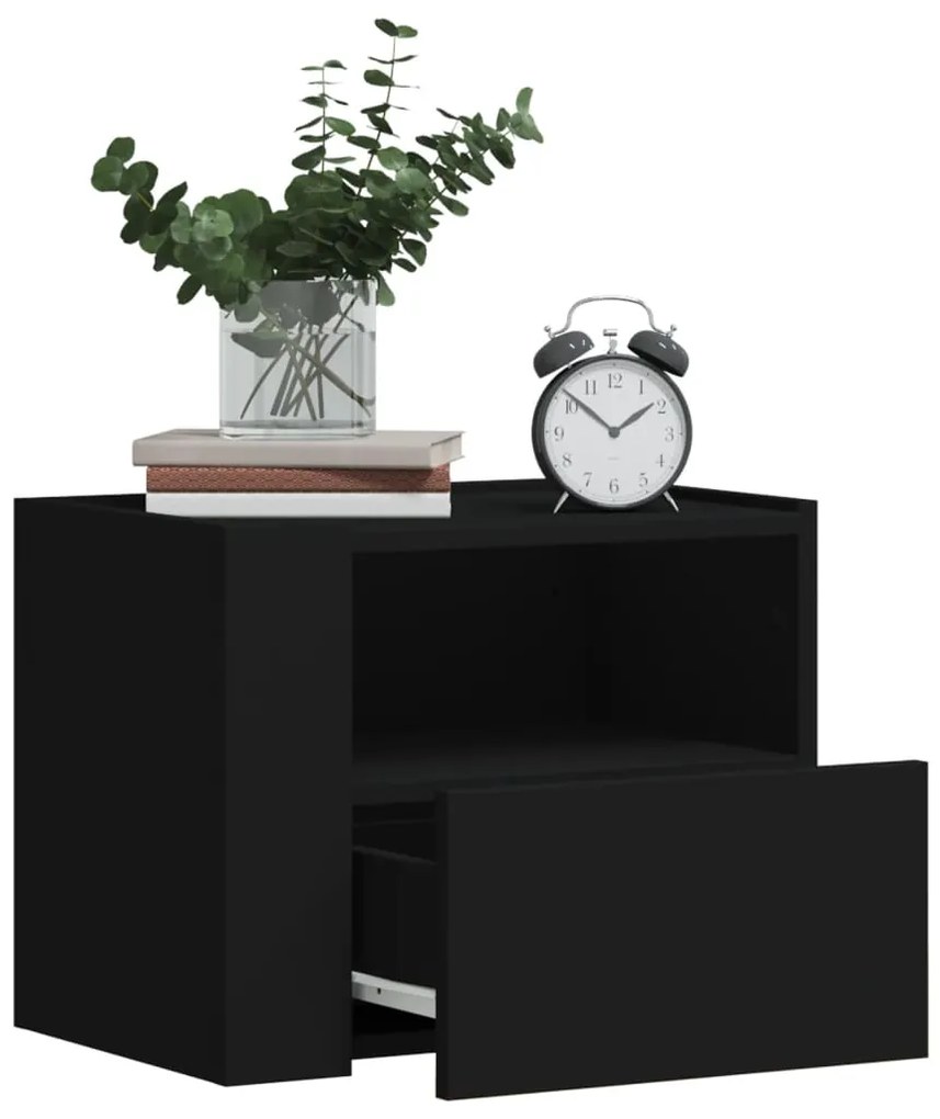 Mesa de cabeceira de parede 45x30x35 cm preto