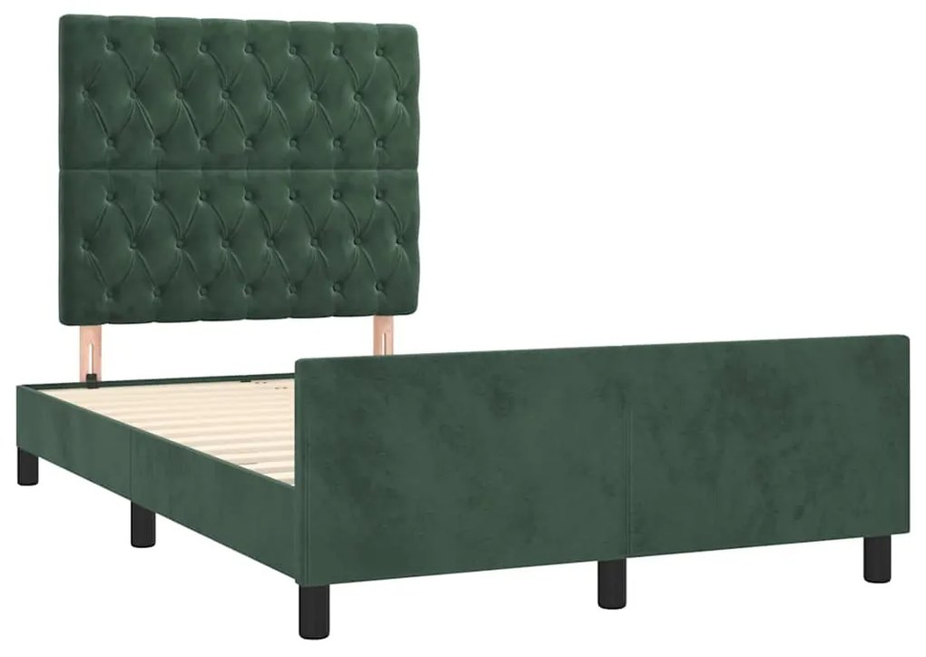 Estrutura de cama com colchão verde escuro 120x190 cm Veludo