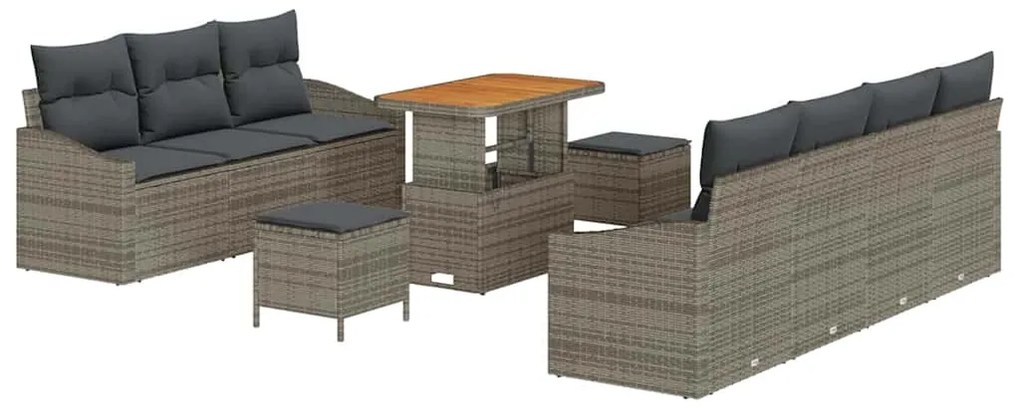 Conjunto de Sofá de Jardim vidaXL de 10 peças com Almofadas Cinza Ratt