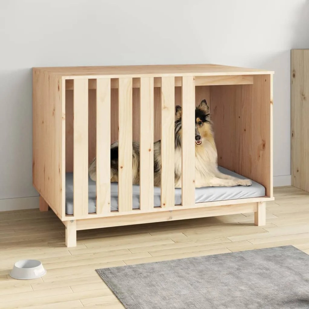 822491 vidaXL Casota para cães 100x70x72 cm madeira de pinho maciça