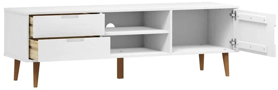 Móvel de TV MOLDE 158x40x49 cm pinho maciço branco