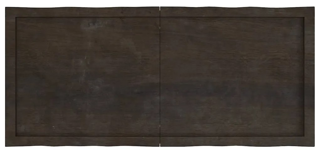 Tampo de mesa com bordas vivas maciço tratado castanho-escuro