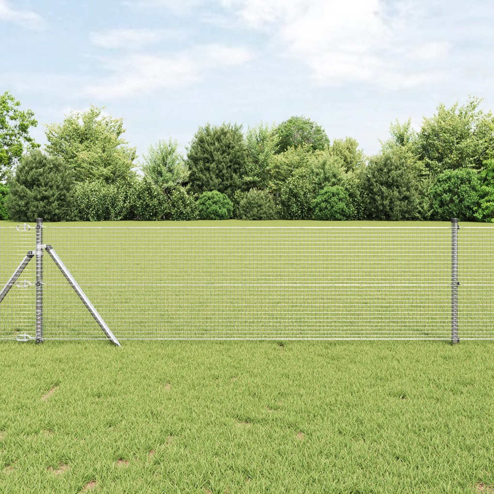 vidaXL Cerca de Arame Soldado com 7 Postes 0.4x10 m de Aço Galvanizado