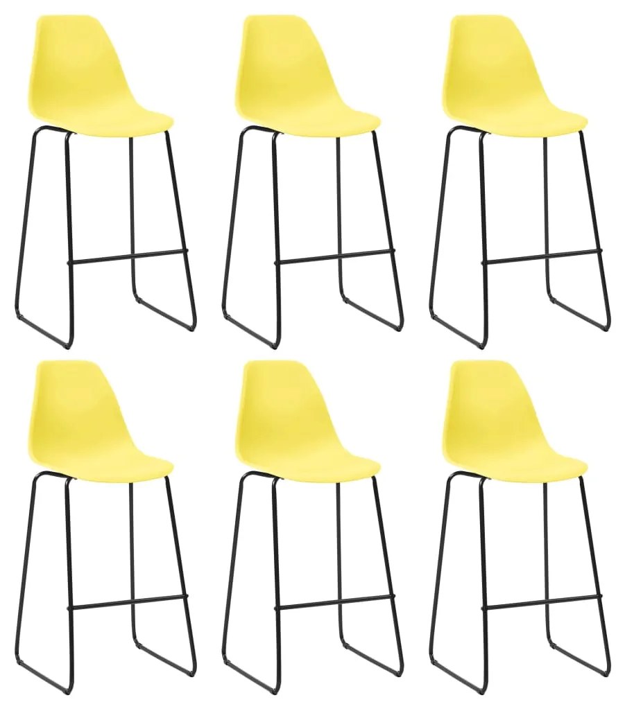 vidaXL Cadeiras de bar 6 pcs plástico amarelo