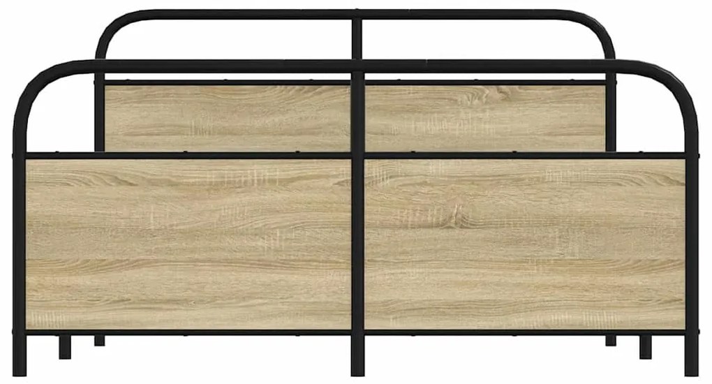 Estrutura de cama sem colchão 150x200cm metal carvalho sonoma