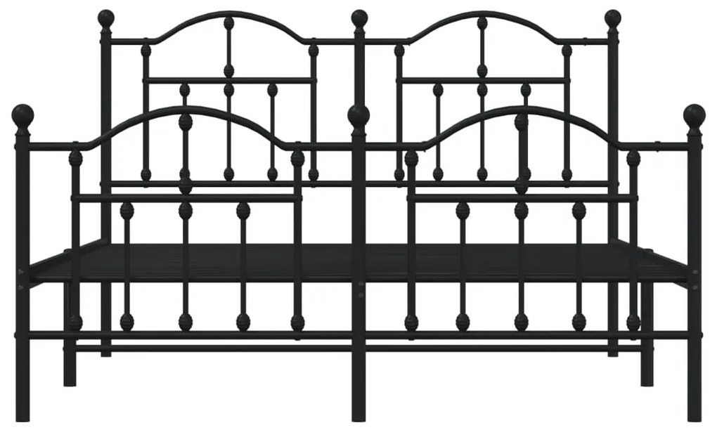 Estrutura de cama com cabeceira e pés 140x190 cm metal preto