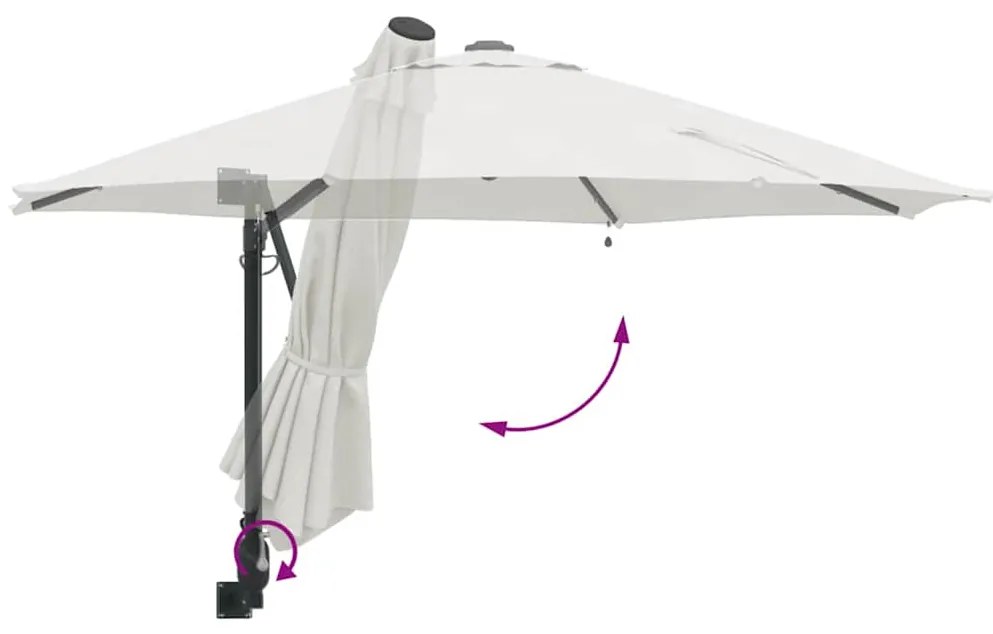 Guarda-Sol de Parede com LEDs Bege 248 cm