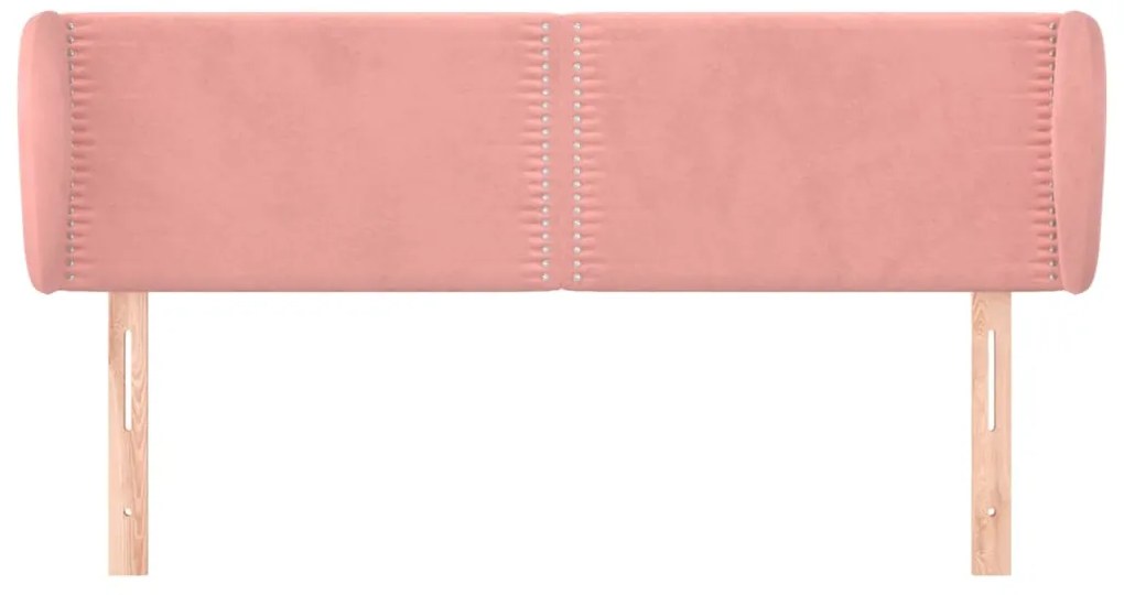 Cabeceira de cama c/ abas veludo 147x23x78/88 cm rosa