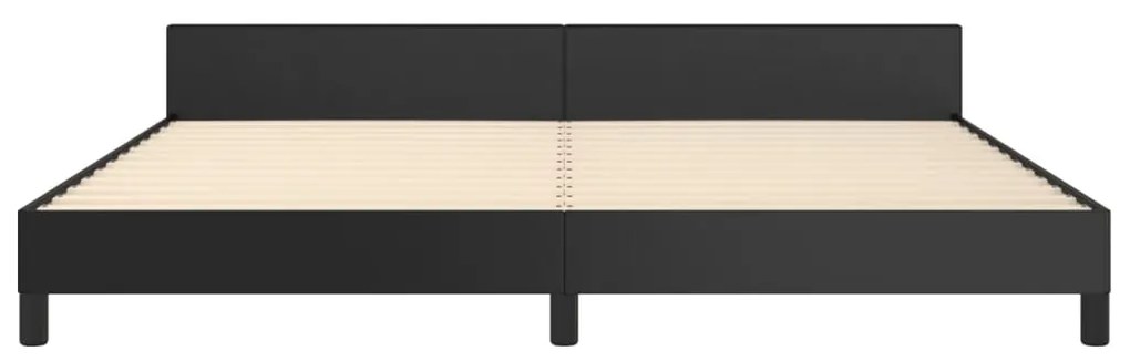 Estrutura cama c/ cabeceira 200x200 cm couro artificial preto
