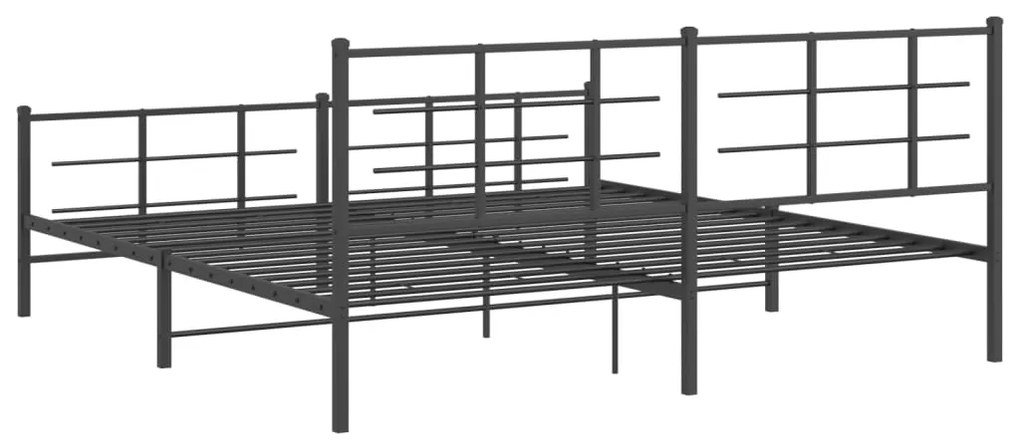 Estrutura de cama com cabeceira e pés 200x200 cm metal preto