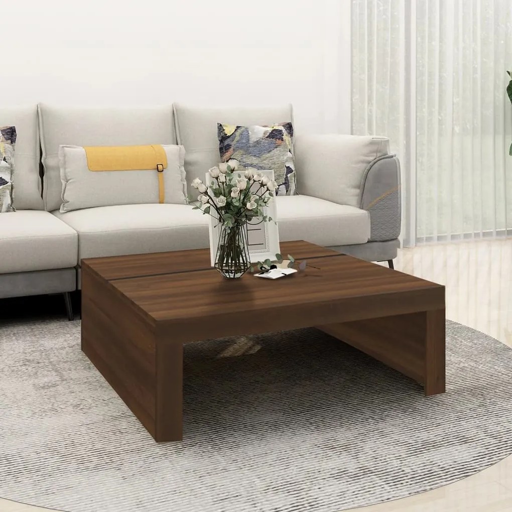 vidaXL Mesa centro 100x100x35cm derivados de madeira carvalho castanho