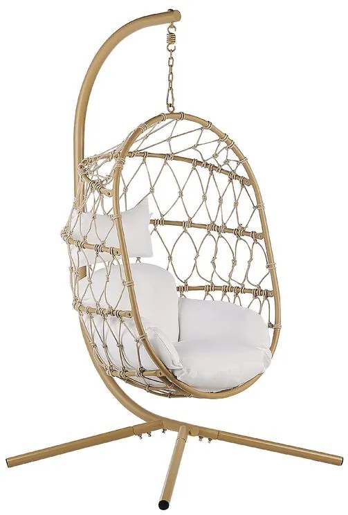 Cadeira suspensa em rattan creme com suporte ADRIA Beliani