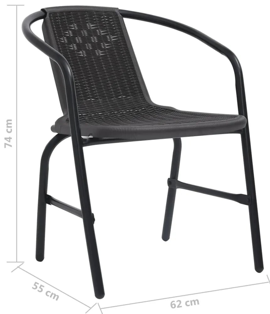 Cadeiras de jardim 2 pcs vime plástico e aço 110 kg