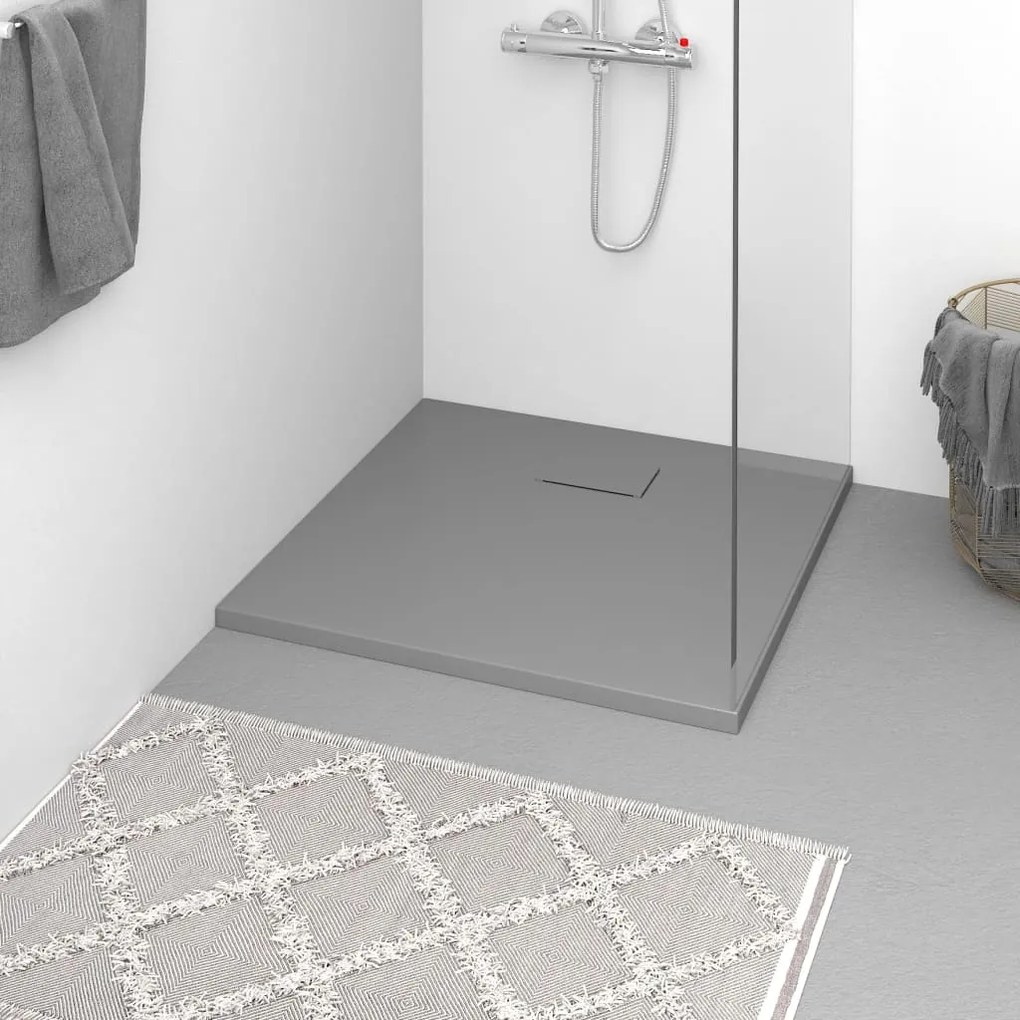 vidaXL Base de chuveiro SMC 90x90 cm cinzento
