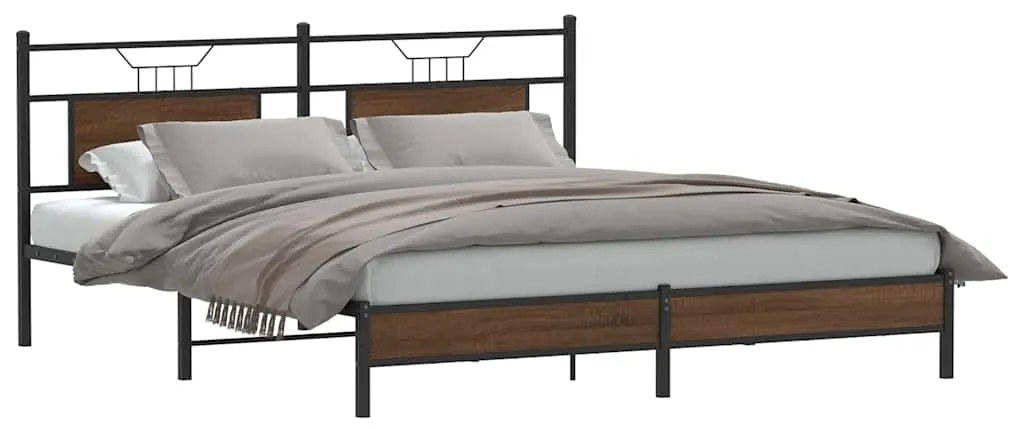 Estrutura de cama sem colchão 183x203 cm carvalho castanho