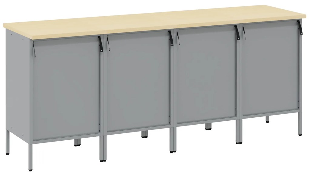 Conjunto de Mobiliário de Trabalho de 4 Peças em Preto e Cinza de Made