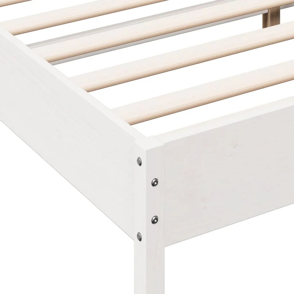 Cama sem colchão 150x200 cm madeira de pinho maciça branco