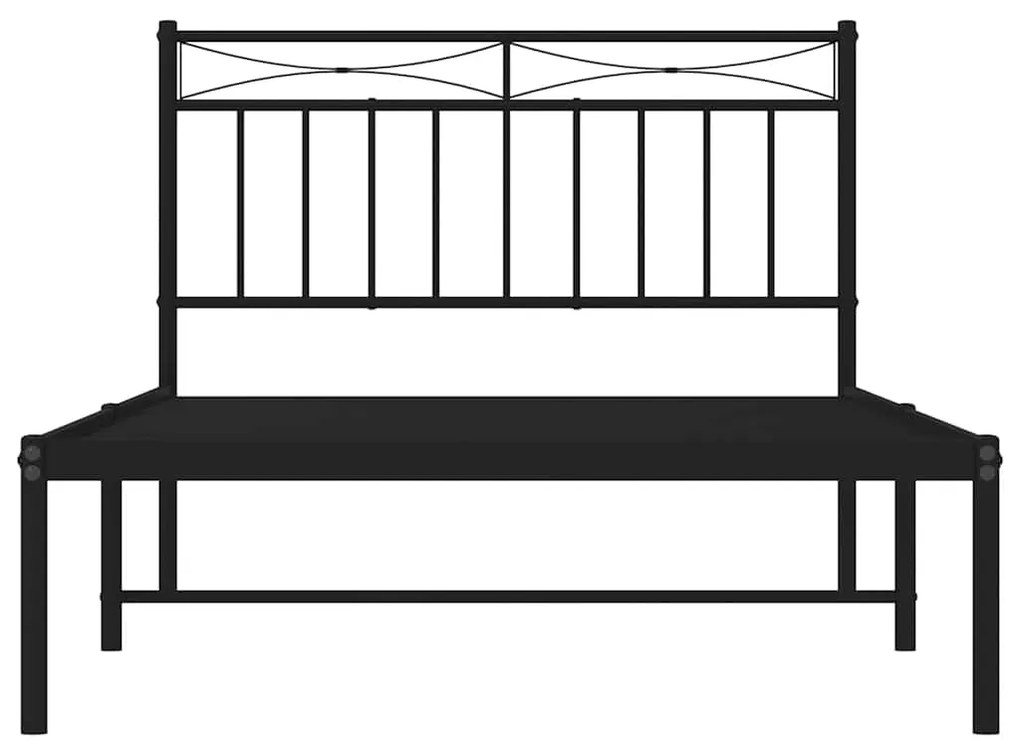 Estrutura de cama com cabeceira 100x200 cm metal preto