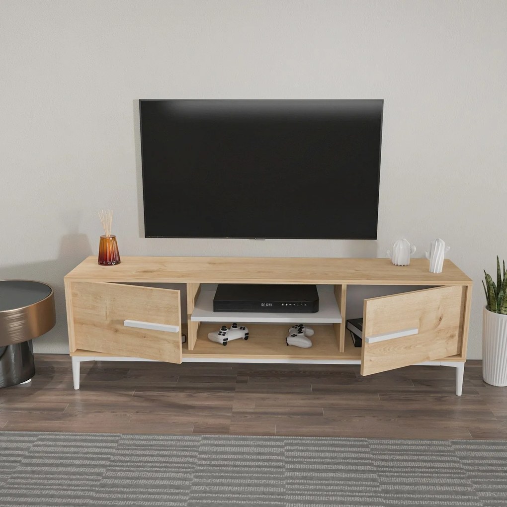 Móvel TV Eslem – Carvalho/Branco – 120x43,6x29,6 cm