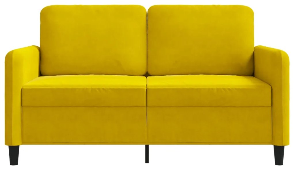 Sofá de 2 lugares veludo 120 cm amarelo