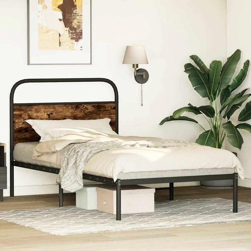 Estrutura cama s/ colchão derivados de madeira carvalho fumado