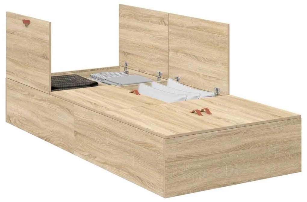 Cama de Armazenamento em Carvalho Sonoma 80x200 cm