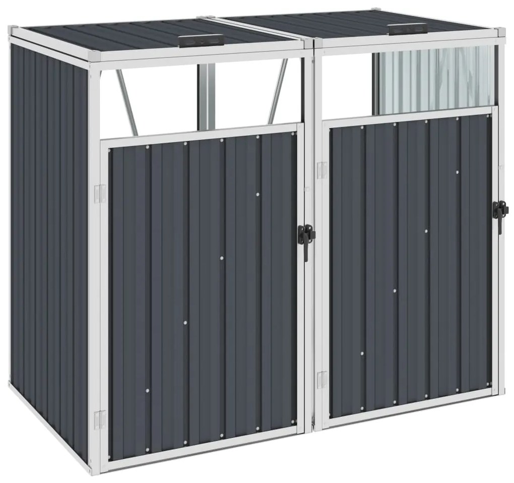 46279 vidaXL Abrigo para caixote do lixo duplo 143x81x121 cm aço antracite
