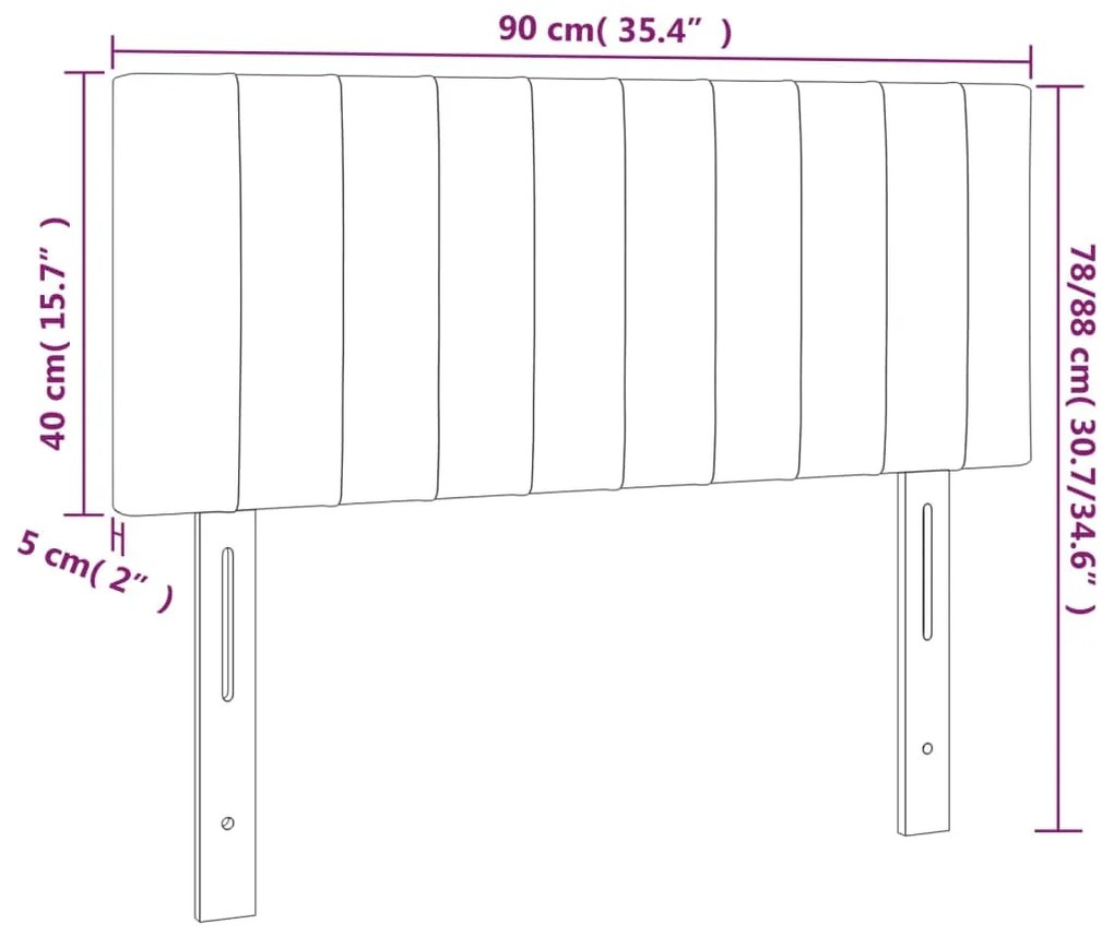 Cabeceira de cama c/ luzes LED veludo 90x5x78/88 cm preto