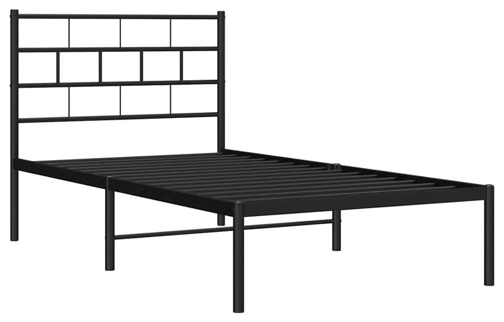 Estrutura de cama com cabeceira 100x190 cm metal preto