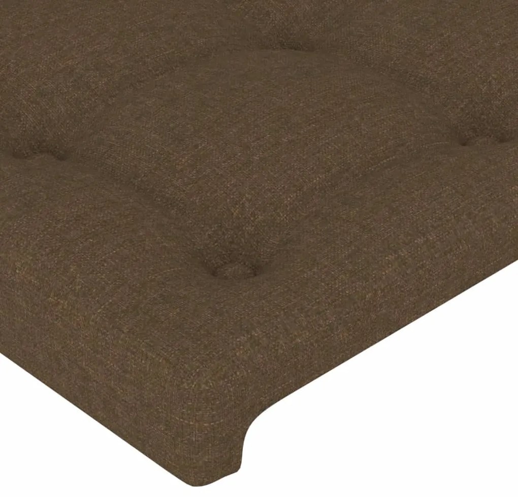 Cabeceira de cama c/ luzes LED tecido 203x16x118/128cm castanho