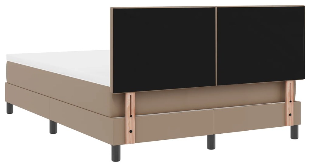 Cama Box Spring vidaXL com Colchão Cappuccino 140x200 cm Couro Sintéti