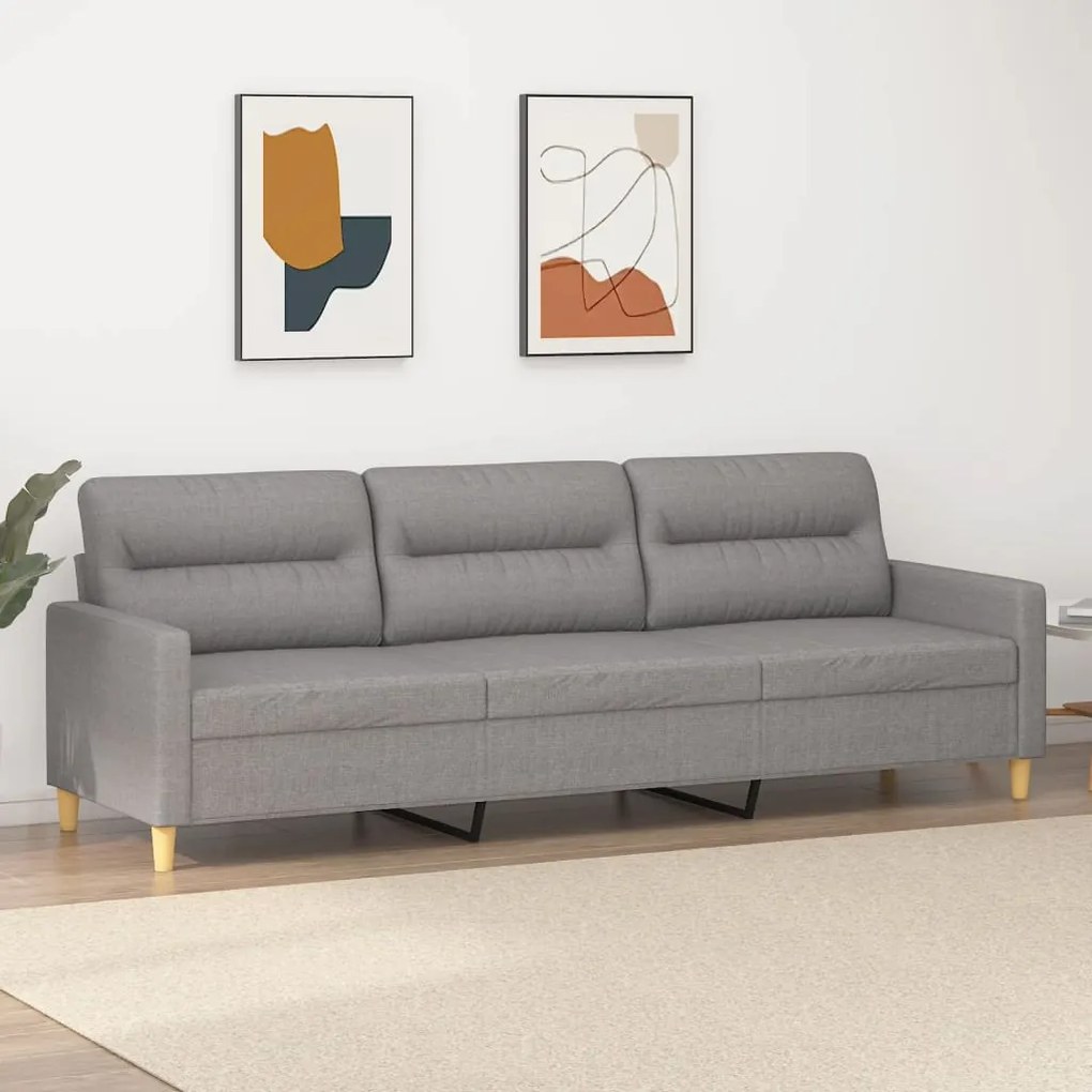 vidaXL Sofá de 3 lugares 210 cm tecido cinza-claro
