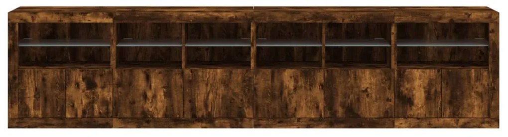 Aparador com luzes LED 283x37x67 cm carvalho fumado