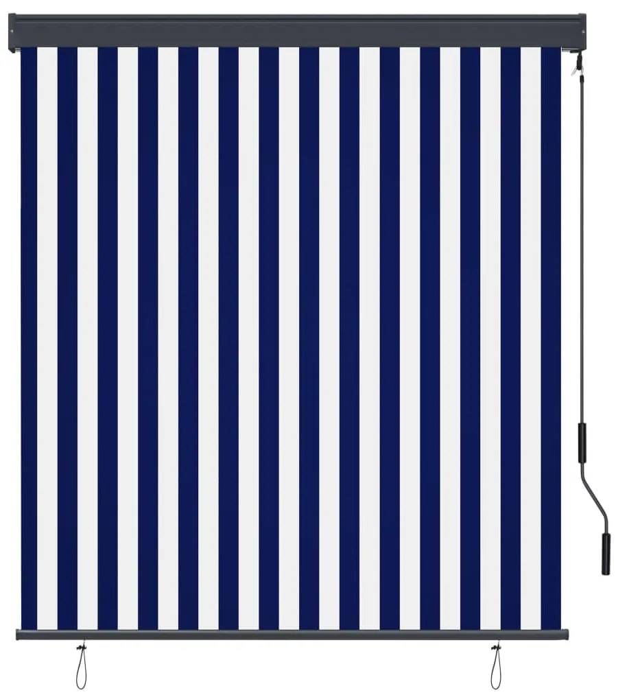 Estore de rolo para exterior 140x250 cm azul e branco